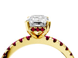 Yellow gold Emerald Cut Diamond Solitaire Ring with Pavé Band and Four-Prong Setting_4