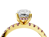 Yellow gold Emerald Cut Diamond Solitaire Ring with Pavé Band and Four-Prong Setting_4