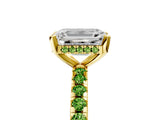 Yellow gold Emerald Cut Diamond Solitaire Ring with Pavé Band and Four-Prong Setting_5