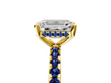 Yellow gold Emerald Cut Diamond Solitaire Ring with Pavé Band and Four-Prong Setting_5