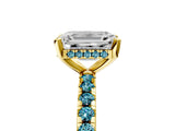 Yellow gold Emerald Cut Diamond Solitaire Ring with Pavé Band and Four-Prong Setting_5