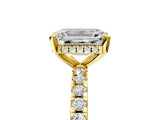 Yellow gold Emerald Cut Diamond Solitaire Ring with Pavé Band and Four-Prong Setting_5