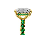 Yellow gold Emerald Cut Diamond Solitaire Ring with Pavé Band and Four-Prong Setting_5
