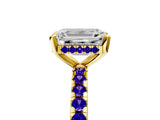 Yellow gold Emerald Cut Diamond Solitaire Ring with Pavé Band and Four-Prong Setting_5