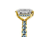 Yellow gold Emerald Cut Diamond Solitaire Ring with Pavé Band and Four-Prong Setting_5