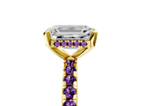Yellow gold Emerald Cut Diamond Solitaire Ring with Pavé Band and Four-Prong Setting_5
