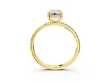 Yellow gold Emerald Cut Diamond Solitaire Ring with Pavé Band and Hidden Halo_29