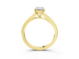 Yellow gold Emerald Cut Diamond Solitaire Ring with Pavé Band and Prong Setting_19