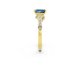 Yellow gold Emerald Cut Diamond Solitaire Ring with Pavé Band and Prong Setting_2