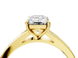 Yellow gold Emerald Cut Diamond Solitaire Ring with Pavé Band and Prong Setting_20