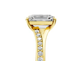 Yellow gold Emerald Cut Diamond Solitaire Ring with Pavé Band and Prong Setting_21