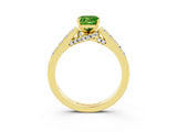 Yellow gold Emerald Cut Diamond Solitaire Ring with Pavé Band and Prong Setting_3