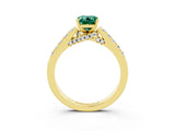 Yellow gold Emerald Cut Diamond Solitaire Ring with Pavé Band and Prong Setting_3