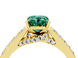 Yellow gold Emerald Cut Diamond Solitaire Ring with Pavé Band and Prong Setting_4