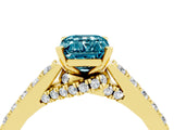 Yellow gold Emerald Cut Diamond Solitaire Ring with Pavé Band and Prong Setting_4