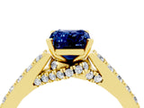 Yellow gold Emerald Cut Diamond Solitaire Ring with Pavé Band and Prong Setting_4