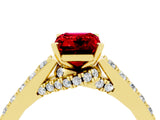 Yellow gold Emerald Cut Diamond Solitaire Ring with Pavé Band and Prong Setting_4