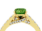 Yellow gold Emerald Cut Diamond Solitaire Ring with Pavé Band and Prong Setting_4
