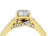 Yellow gold Emerald Cut Diamond Solitaire Ring with Pavé Band and Prong Setting_4