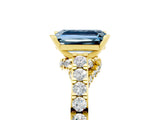Yellow gold Emerald Cut Diamond Solitaire Ring with Pavé Band and Prong Setting_5