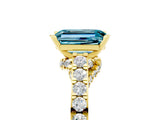 Yellow gold Emerald Cut Diamond Solitaire Ring with Pavé Band and Prong Setting_5