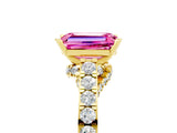 Yellow gold Emerald Cut Diamond Solitaire Ring with Pavé Band and Prong Setting_5
