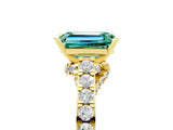 Yellow gold Emerald Cut Diamond Solitaire Ring with Pavé Band and Prong Setting_5