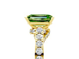 Yellow gold Emerald Cut Diamond Solitaire Ring with Pavé Band and Prong Setting_5