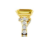 Yellow gold Emerald Cut Diamond Solitaire Ring with Pavé Band and Prong Setting_5