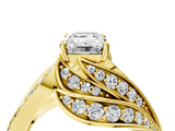 Yellow gold Emerald Cut Diamond Solitaire Ring with Prong Setting and Twisted Pavé Band_7