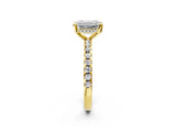Yellow gold Emerald Cut Diamond Solitaire Ring with Round  Pavé Band and Four-Prong Setting_39