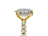Yellow gold Emerald Cut Diamond Solitaire Ring with Round  Pavé Band and Four-Prong Setting_42