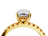 Yellow gold Emerald Cut Diamond Solitaire Ring with Round with Citrine side stone Pavé Band and Four-Prong Setting_40