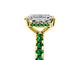 Yellow gold Emerald Cut Diamond Solitaire Ring with Round with Emerald side stone Pavé Band and Four-Prong Setting_41