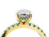 Yellow gold Emerald Cut Diamond Solitaire Ring with Round with Green Sapphire side stone Pavé Band and Four-Prong Setting_40