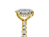 Yellow gold Emerald Cut Diamond Solitaire Ring with Round with Moissanite side stone Pavé Band and Four-Prong Setting_41