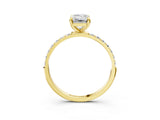 Yellow gold Emerald Cut Diamond Solitaire Ring with Round with Moissanite side stone Pavé Band and Prong Setting_15