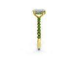 Yellow gold Emerald Cut Diamond Solitaire Ring with Round with Peridot side stone Pavé Band and Four-Prong Setting_38