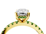 Yellow gold Emerald Cut Diamond Solitaire Ring with Round with Peridot side stone Pavé Band and Four-Prong Setting_40