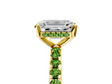 Yellow gold Emerald Cut Diamond Solitaire Ring with Round with Peridot side stone Pavé Band and Four-Prong Setting_41