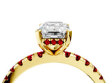 Yellow gold Emerald Cut Diamond Solitaire Ring with Round with Ruby side stone Pavé Band and Four-Prong Setting_40
