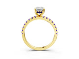 Yellow gold Emerald Cut Diamond Solitaire Ring with Round with Tanzanite side stone Pavé Band and Four-Prong Setting_39