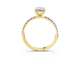 Yellow gold Emerald Cut Diamond Solitaire Ring with Round with Tanzanite side stone Pavé Band and Prong Setting_15