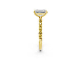 Yellow gold Emerald Cut Diamond Solitaire Ring with Round with Yellow Sapphire side stone Pavé Band and Prong Setting_26