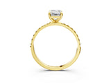 Yellow gold Emerald Cut Diamond Solitaire Ring with Round with Yellow Sapphire side stone Pavé Band and Prong Setting_27