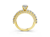 Yellow gold Emerald Cut Diamond Solitaire Ring with Shared Prong Pavé Band and Four-Prong Setting_83