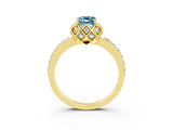 Yellow gold Emerald Cut Diamond Solitaire Ring with Shared Prong Pavé Band_3