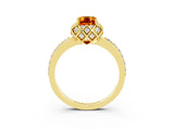 Yellow gold Emerald Cut Diamond Solitaire Ring with Shared Prong Pavé Band_3