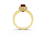 Yellow gold Emerald Cut Diamond Solitaire Ring with Shared Prong Pavé Band_3