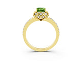 Yellow gold Emerald Cut Diamond Solitaire Ring with Shared Prong Pavé Band_3